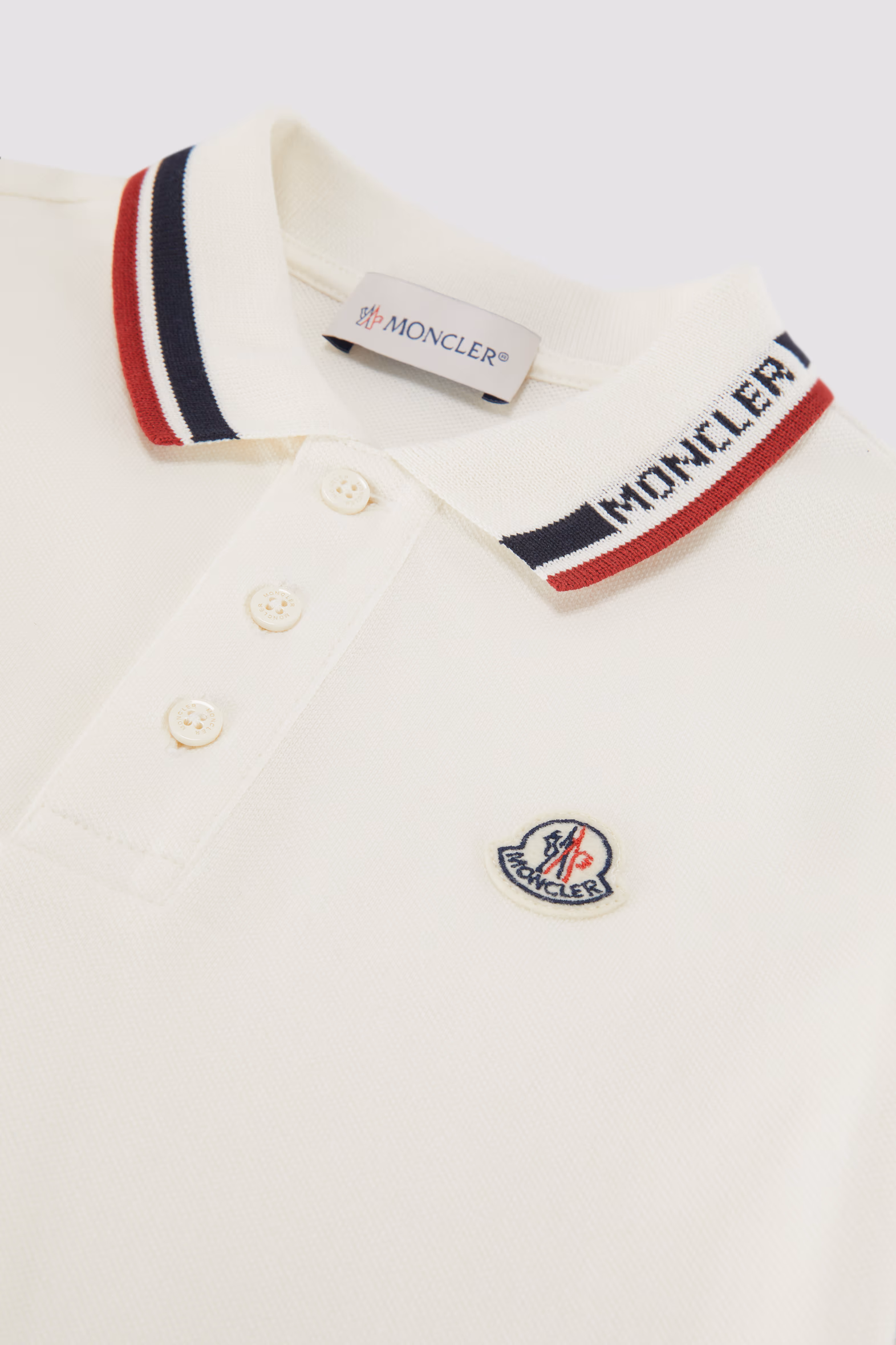 Tricolor-Trimmed Cotton Piquet Polo Shirt Boy White Moncler 5